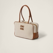 Холщовая сумка с верхней ручкой Miu Miu